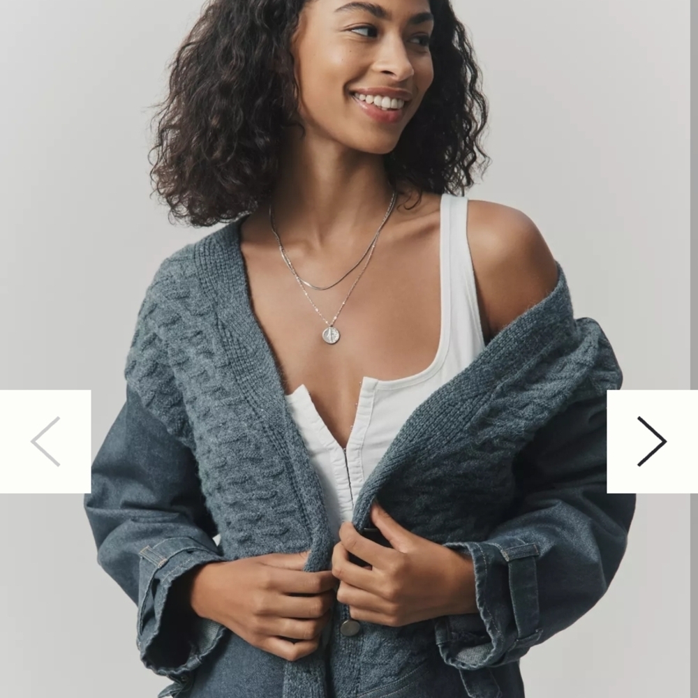 NWOT Anthropologie Pilcro Denim Mixed Media Cardigan Sweater SZ XS